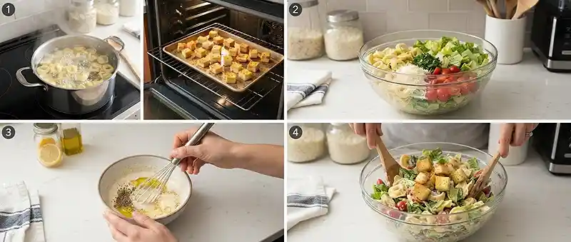 Garlic Bread Caesar Tortellini Salad 3 garlic bread salad