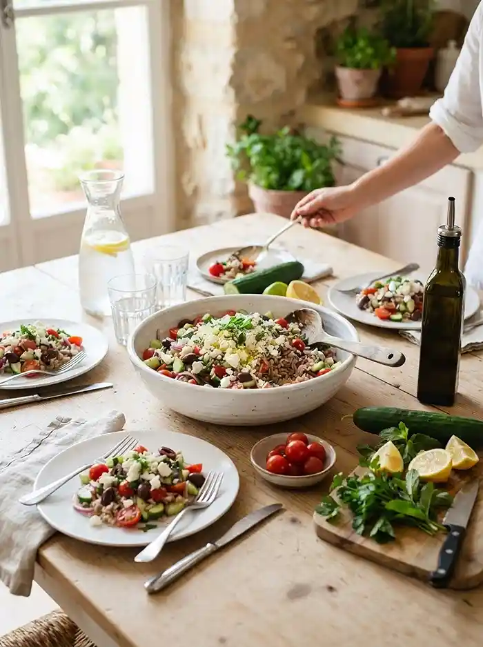Brown Rice Tomato Herb Salad 4 grain salad