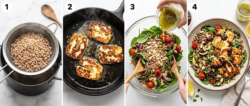 halloumi farro salad​