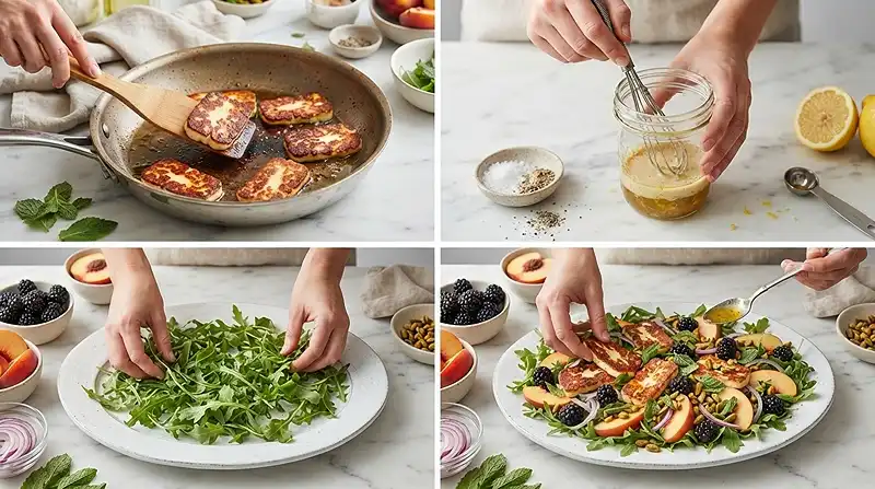 mint halloumi salad