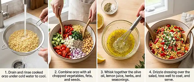 Roasted Red Pepper Orzo Crunch Salad 3 orzo crunch salad