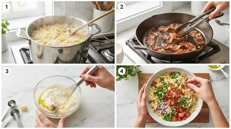 Crispy Prosciutto Pea Pasta Salad 3 pea pasta salad