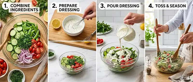 Cucumber Snap Pea Ranch Salad 3 pea ranch salad