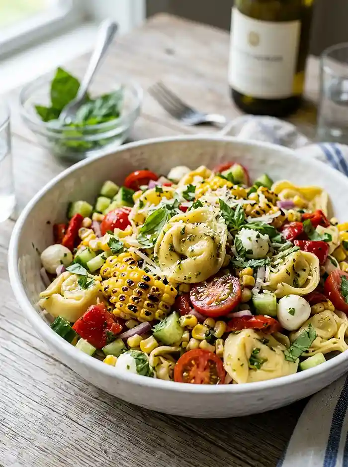 Charred Corn Tortellini Salad 4 picnic salad