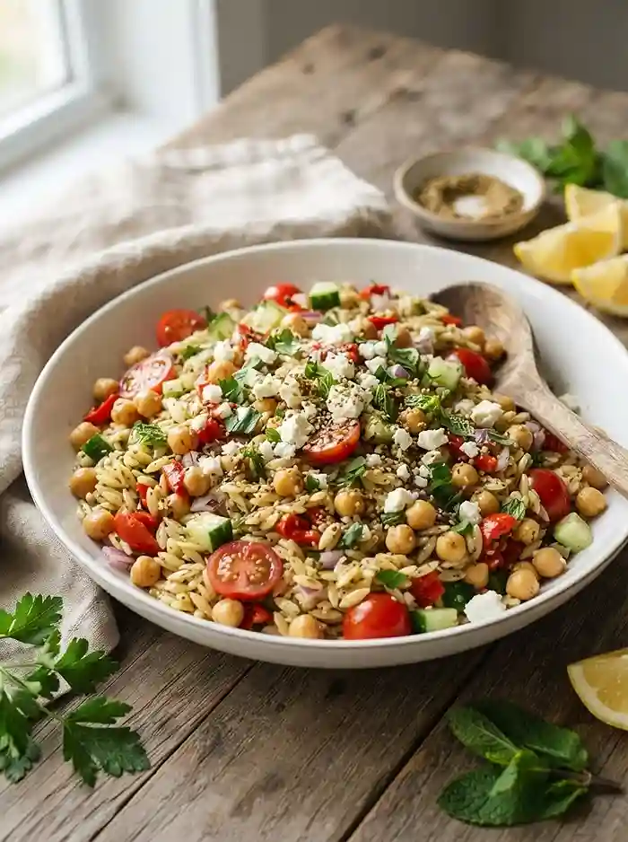 Za'atar Chickpea Orzo Salad 4 potluck salad