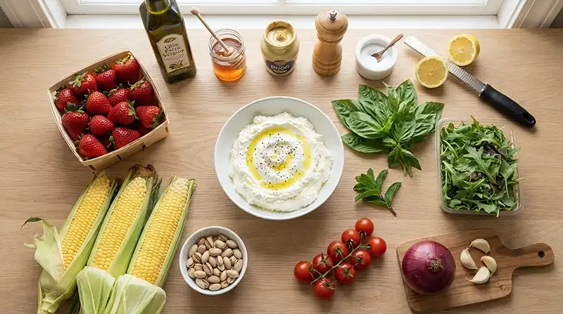 Strawberry Corn Basil Ricotta Salad 2 strawberry corn salad