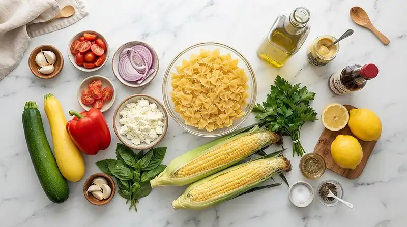 Charred Veggie Farfalle Salad 2 summer pasta salad