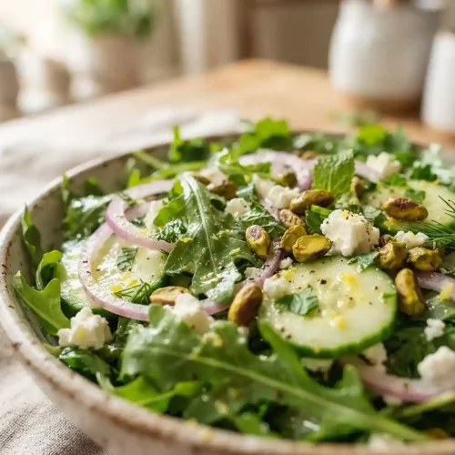 Arugula Cucumber Pistachio Salad