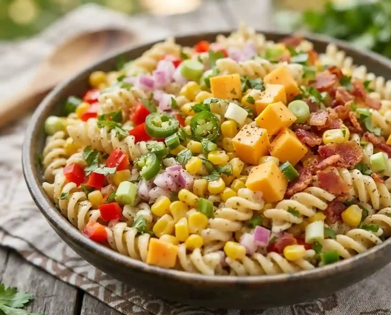 Cheddar Jalapeno Corn Pasta Salad