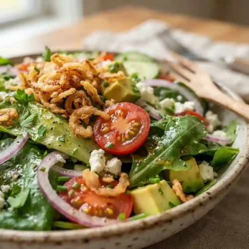 Crispy Onion Tomato Greens Salad 5 Crispy Onion Tomato Greens Salad