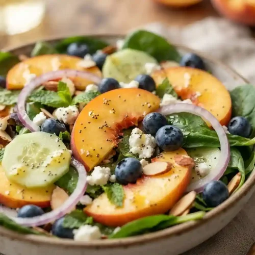 Cucumber Peach Poppyseed Salad 5 Cucumber Peach Poppyseed Salad