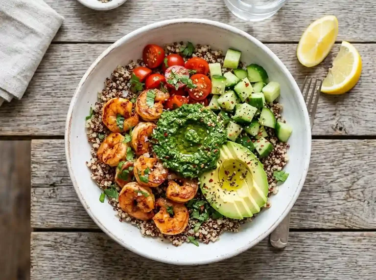 Harissa Shrimp Tomato Cucumber Salad