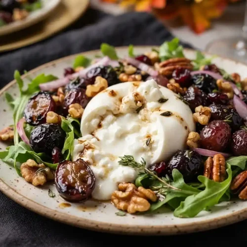 Roasted Grape Burrata Thyme Salad