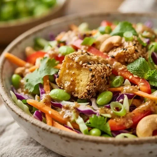 Sesame Tofu Edamame Crunch Salad 5 Sesame Tofu Edamame Crunch Salad