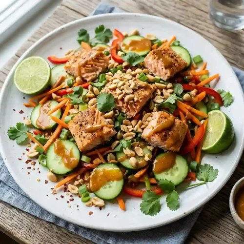 Spicy Peanut Salmon Cucumber Salad 5 Spicy Peanut Salmon Cucumber Salad