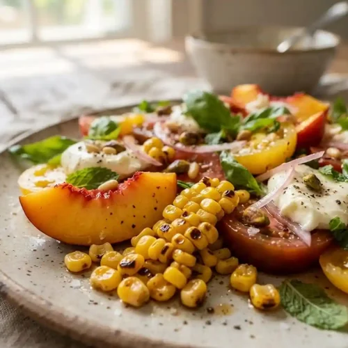 Sweet Corn Tomato Peach Caprese Salad 5 Sweet Corn Tomato Peach Caprese Salad