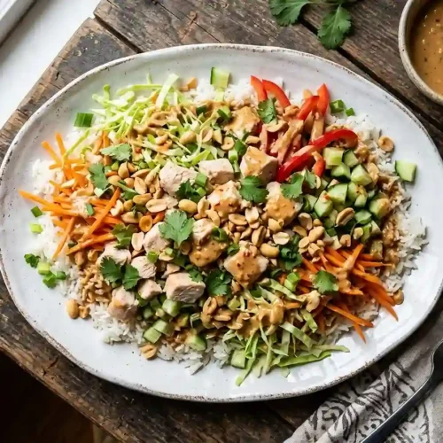 Thai Peanut Chicken Rice Salad