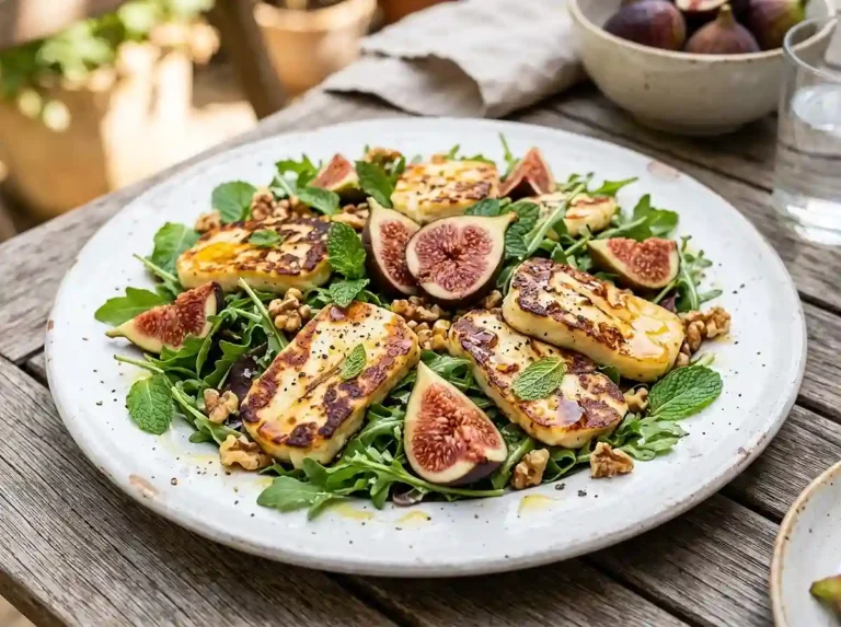 Warm Fig Halloumi Mint Salad