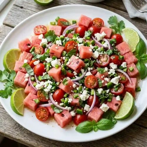 Watermelon Tomato Jalapeno Herb Salad