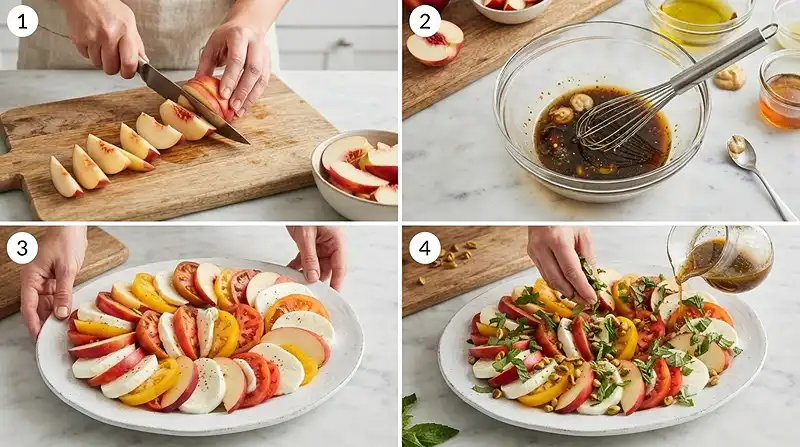 White Nectarine Basil Caprese Salad 3 basil caprese salad