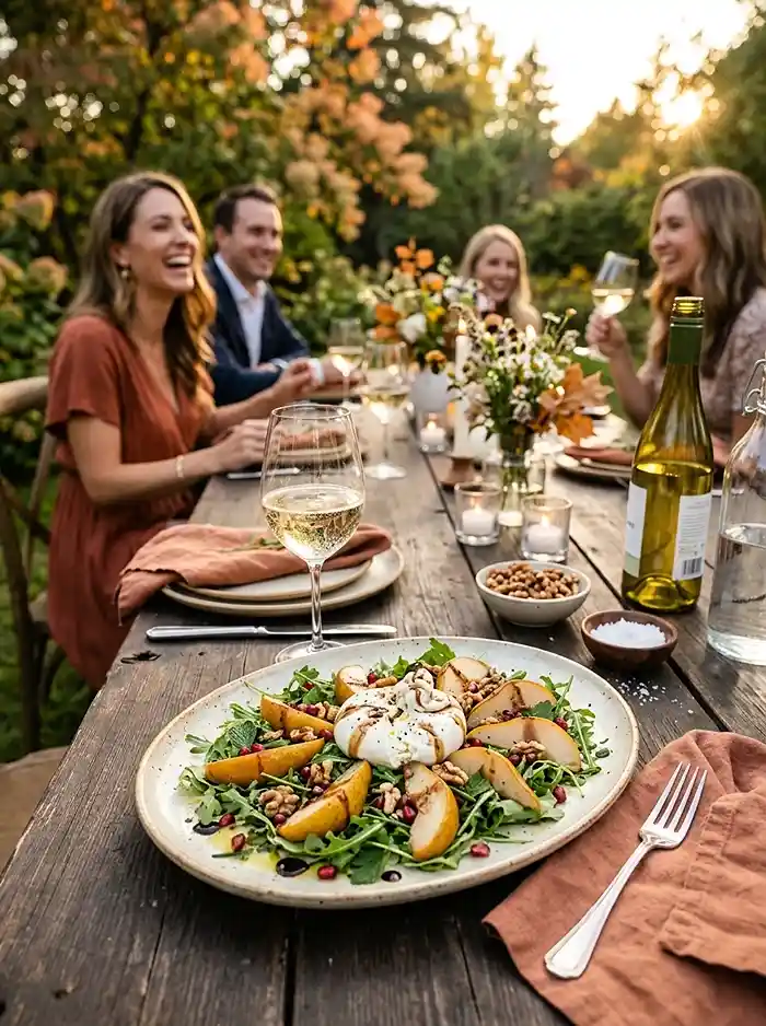 Pear Burrata Walnut Herb Salad 4 colorful pear burrata walnut for early fall dinners
