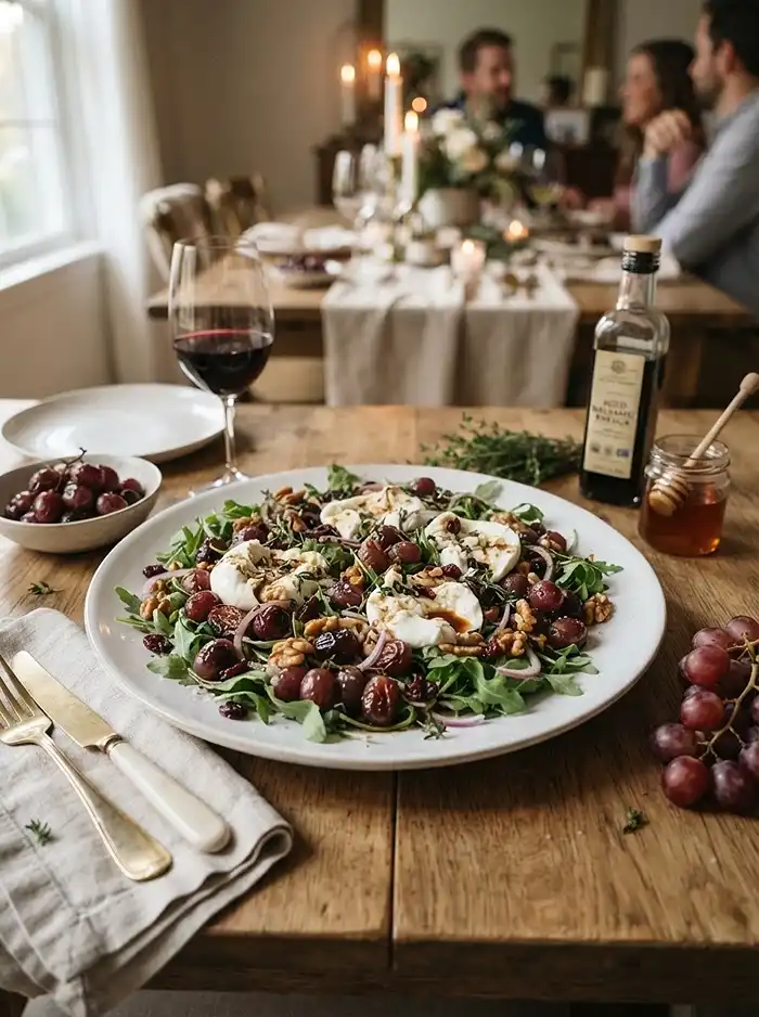 colorful roasted grape burrata for early fall dinners