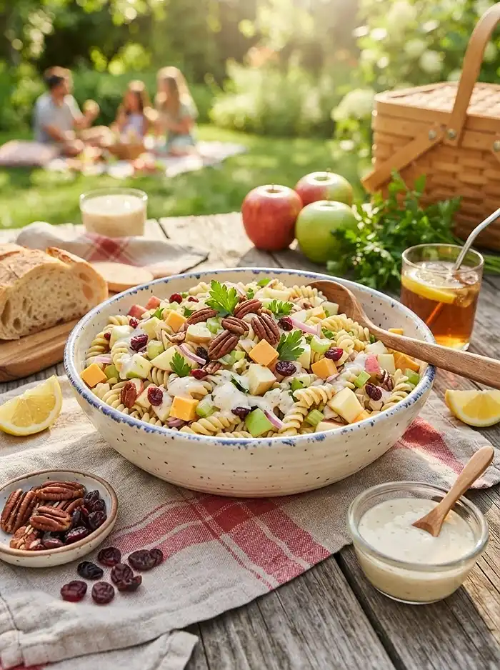 easy apple cheddar pasta for september picnic tables