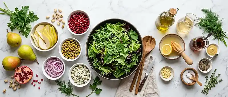 Pear Pomegranate Pistachio Salad 2 easy pear pomegranate for september lunches