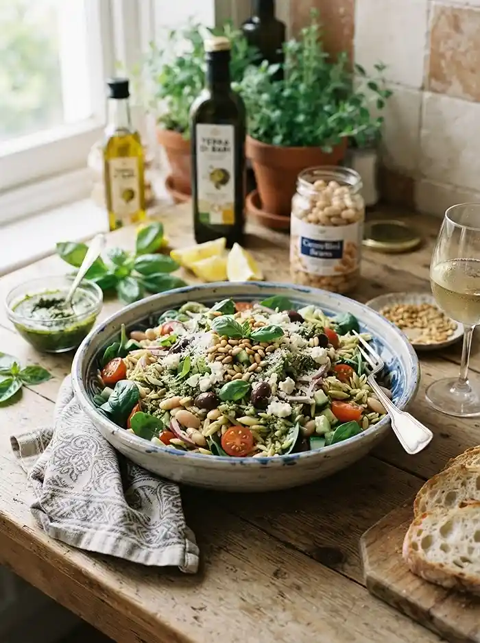 Pesto White Bean Orzo Salad 4 easy pesto white bean for september picnic tables