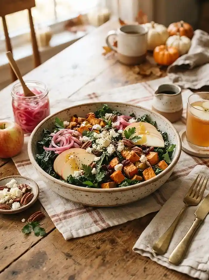 Pickled Onion Kale Harvest Salad 4 easy pickled onion kale for back to school lunches