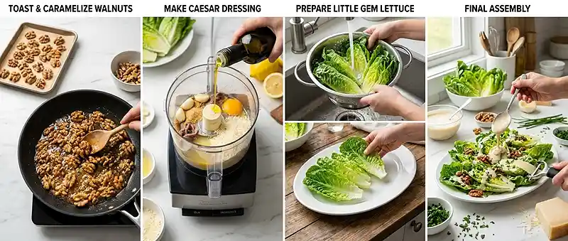Little Gem Walnut Caesar Salad 3 fresh gem walnut for healthy side salads