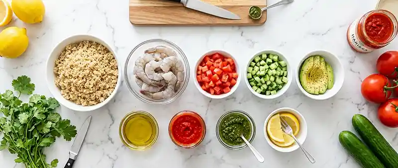Harissa Shrimp Tomato Cucumber Salad 2 harissa shrimp salad