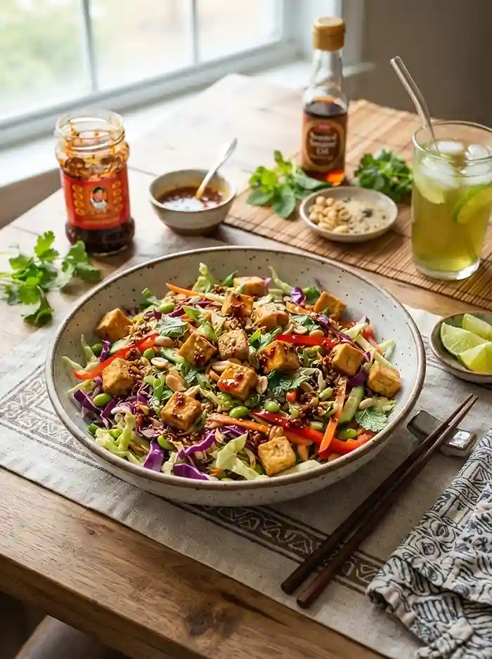 Chili Crisp Tofu Cabbage Salad 4 healthy chili crisp tofu for september dinner salads