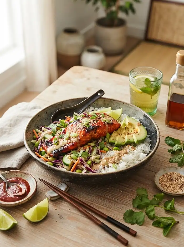 healthy gochujang salmon slaw for september dinner salads