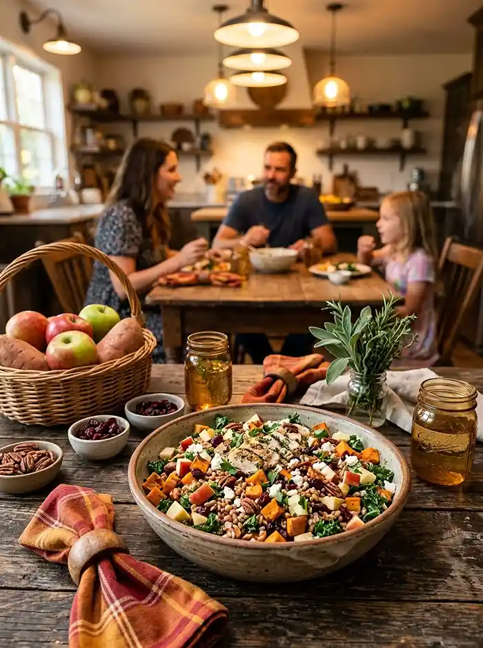 Harvest Chicken Farro Chop Salad 4 healthy harvest chicken farro for september dinner salads