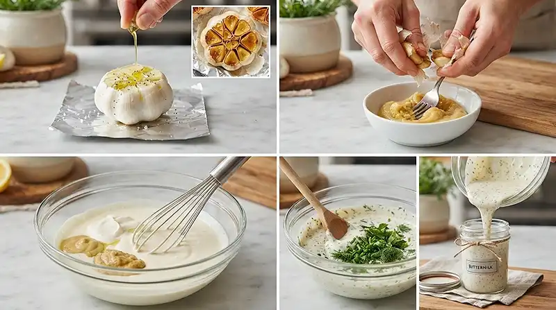 Roasted Garlic Herb Buttermilk Dressing 3 herb buttermilk dressing