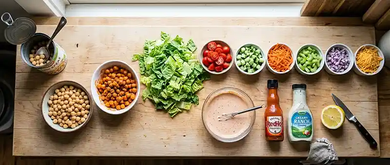 Buffalo Chickpea Ranch Chop Salad 2 high-protein buffalo chickpea for easy weeknight dinners