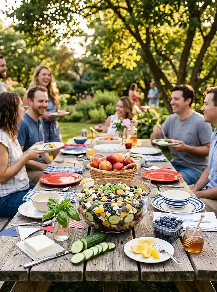 Blueberry Peach Cucumber Feta Salad 4 labor day salad