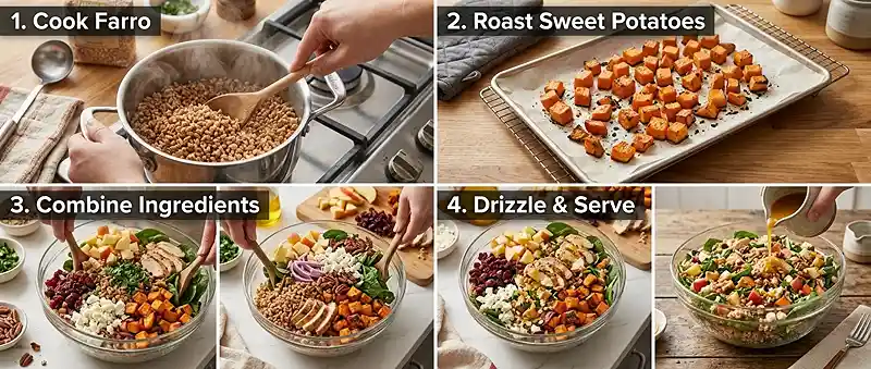 Harvest Chicken Farro Chop Salad 3 make ahead chicken farro for lunch box meals