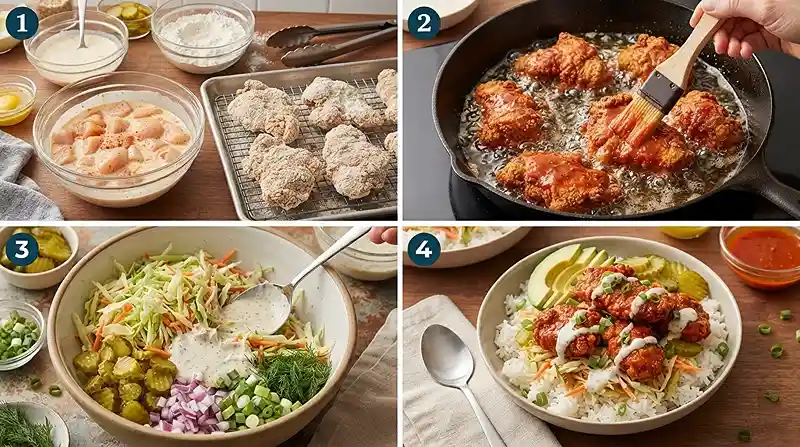 Nashville Chicken Pickle Slaw Bowl 3 make ahead chicken pickle for lunch box meals