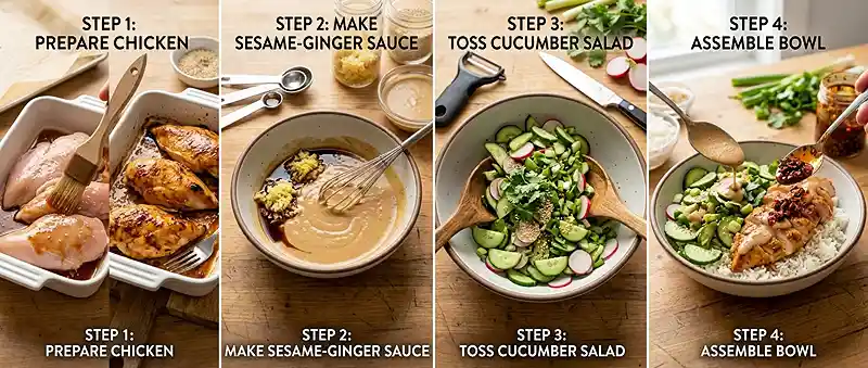 Sesame Ginger Chicken Crunch Bowl 3 make ahead ginger chicken for lunch box meals