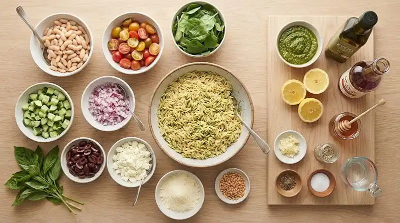 Pesto White Bean Orzo Salad 2 make ahead pesto white for football tailgate sides