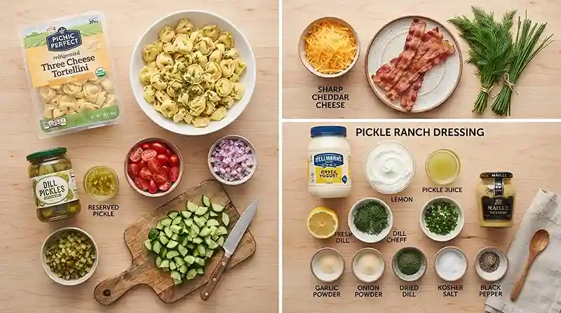 Pickle Ranch Tortellini Salad 2 make ahead pickle ranch for football tailgate sides