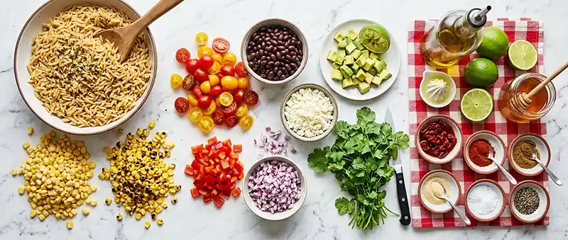 Smoky Chipotle Corn Orzo Salad 2 make ahead smoky chipotle for football tailgate sides