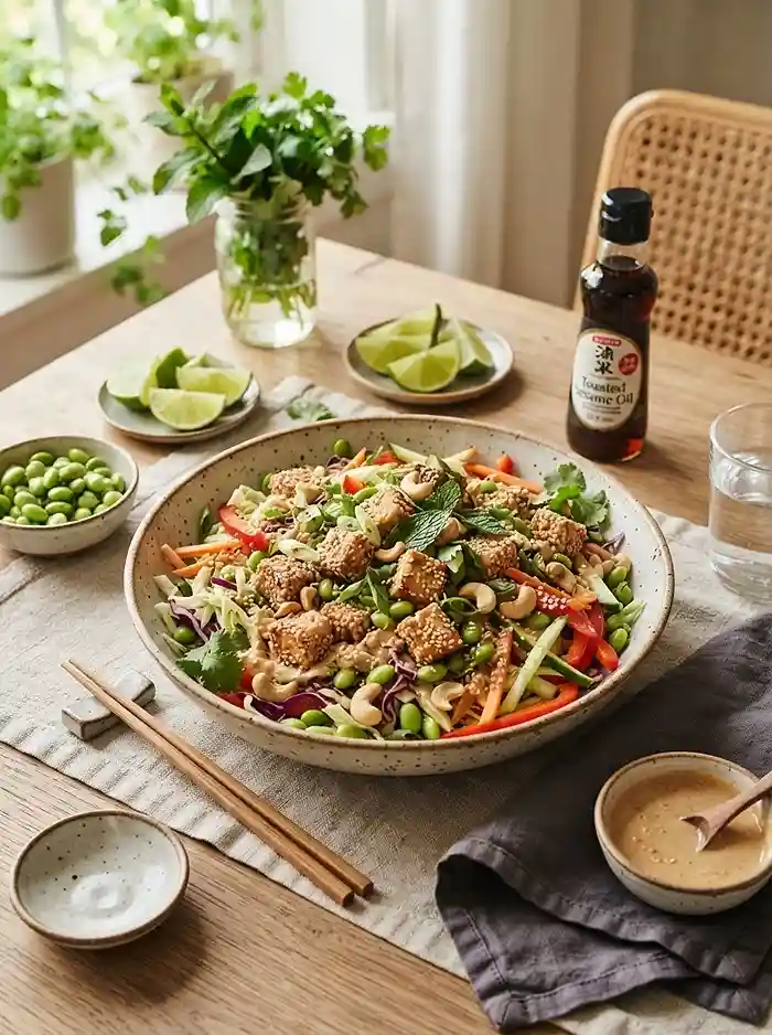 Sesame Tofu Edamame Crunch Salad 4 meal prep salad
