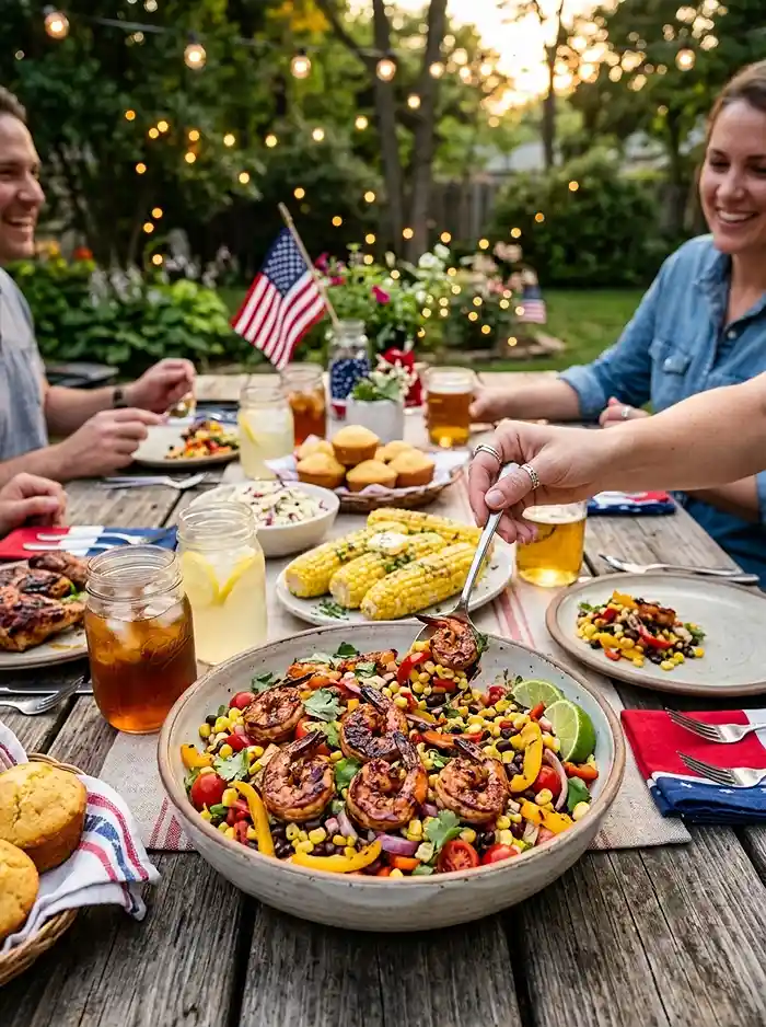 BBQ Shrimp Corn Pepper Salad 4 meal prep salad