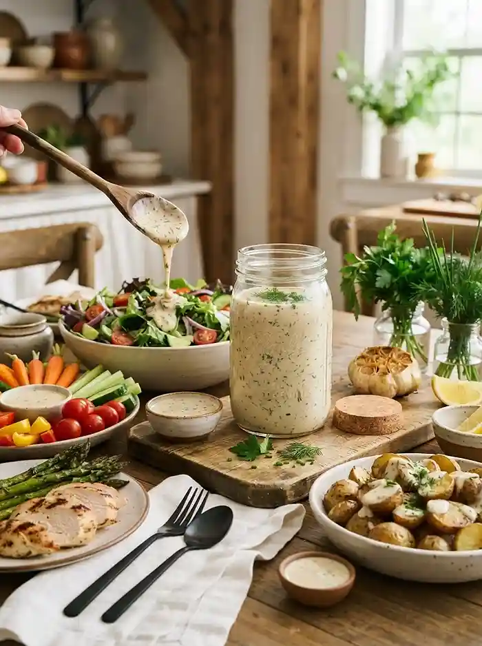 Roasted Garlic Herb Buttermilk Dressing 4 salad dressing recipe