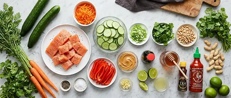 Spicy Peanut Salmon Cucumber Salad 2 spicy peanut salad