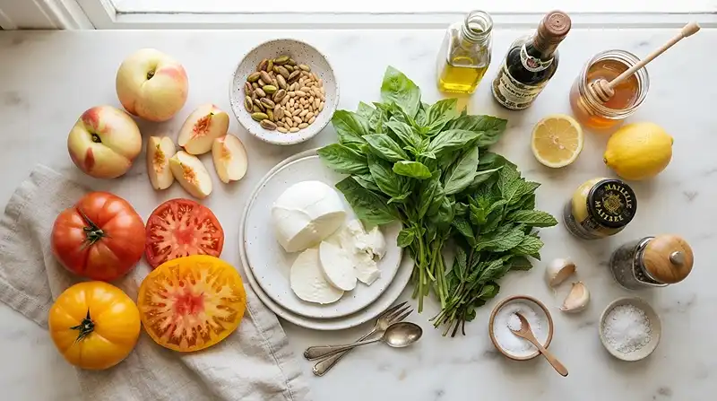 White Nectarine Basil Caprese Salad 2 white nectarine salad