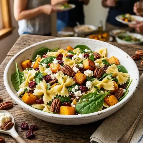 Butternut Squash Feta Farfalle Salad